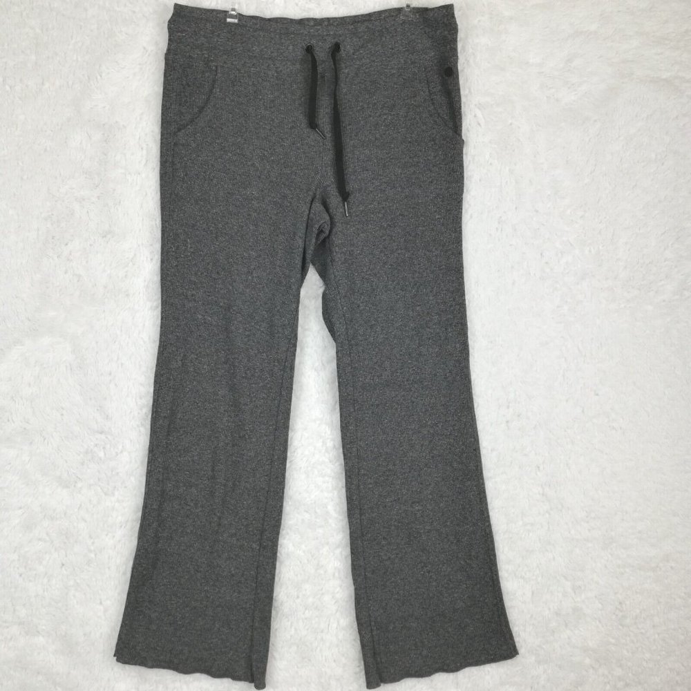 Calvin Klein Womens Pants Wide Leg Lounge Wear Waffle Knit Pull On Gray XL